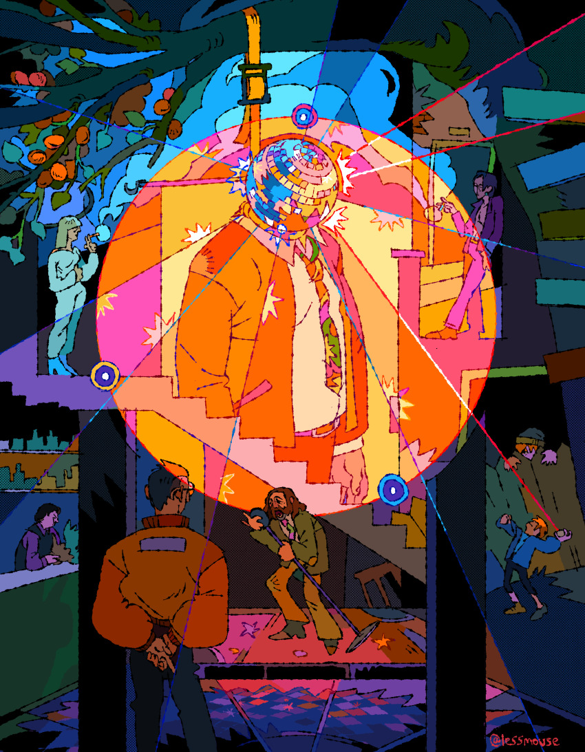 2girls, 6+boys, absurdres, arms_behind_back, beanie, belt, black_hair, blazer