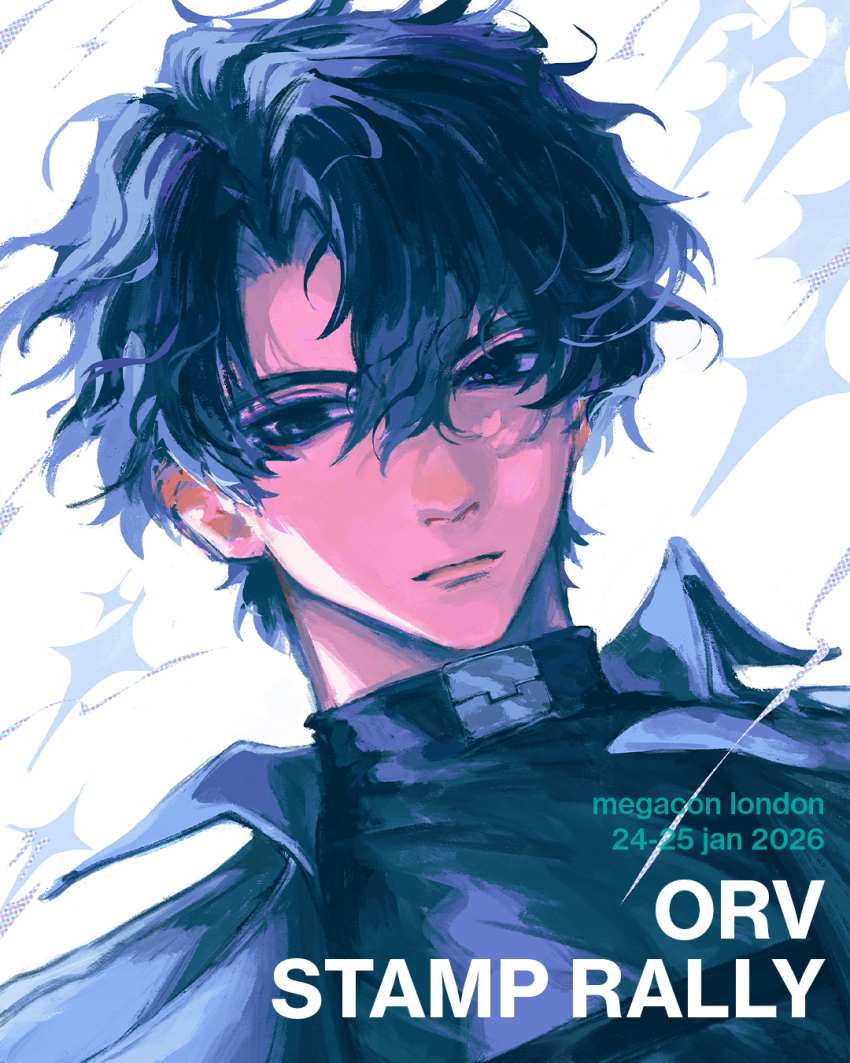 1boy, belt_collar, black_coat, black_hair, black_shirt, coat, collar, commentary