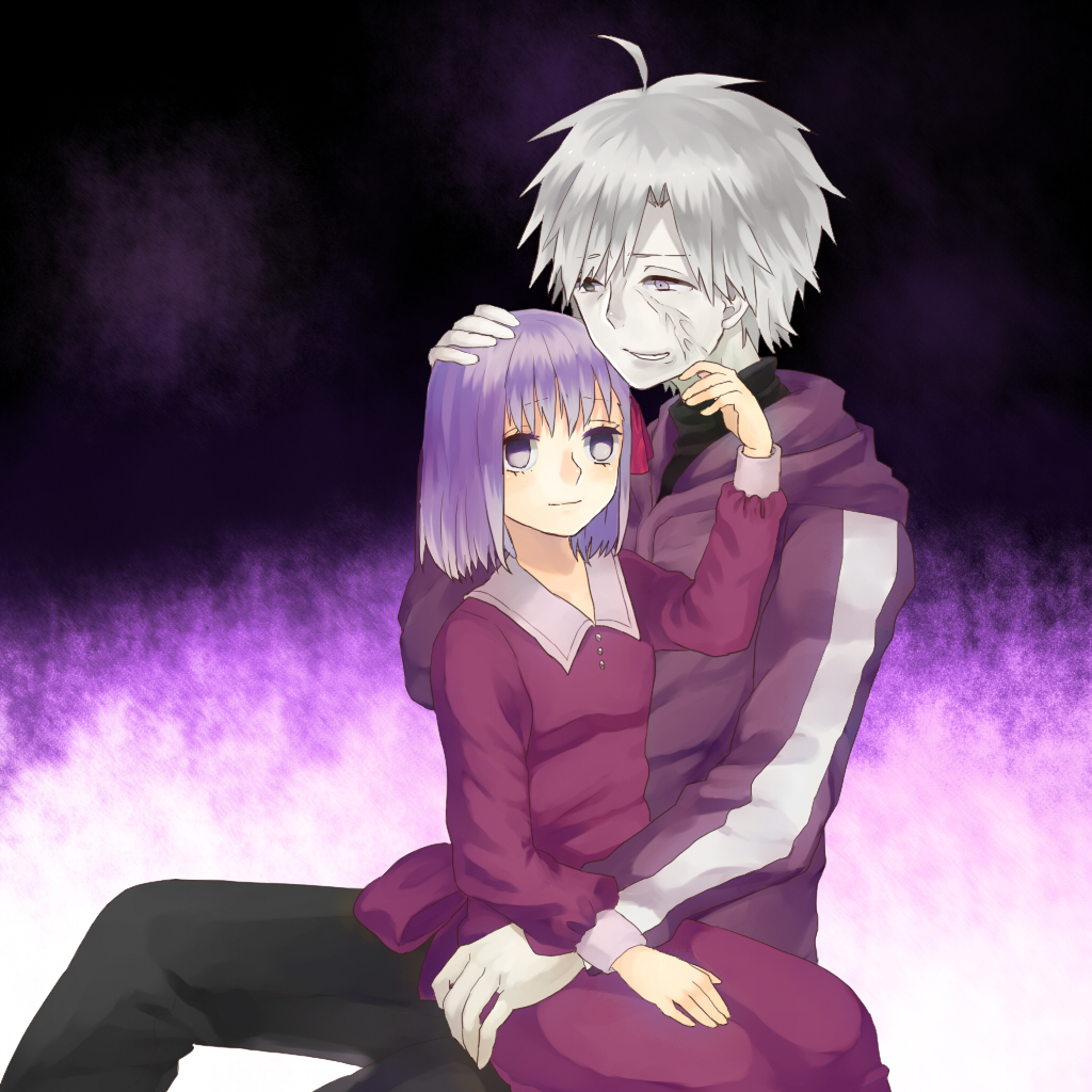 1boy, 1girl, aged_down, bad_id, bad_pixiv_id, child, dress, fate/stay_night