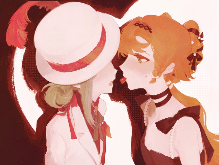 2girls, black_choker, black_dress, blush, braid, candy, chocolate, chocolate_heart