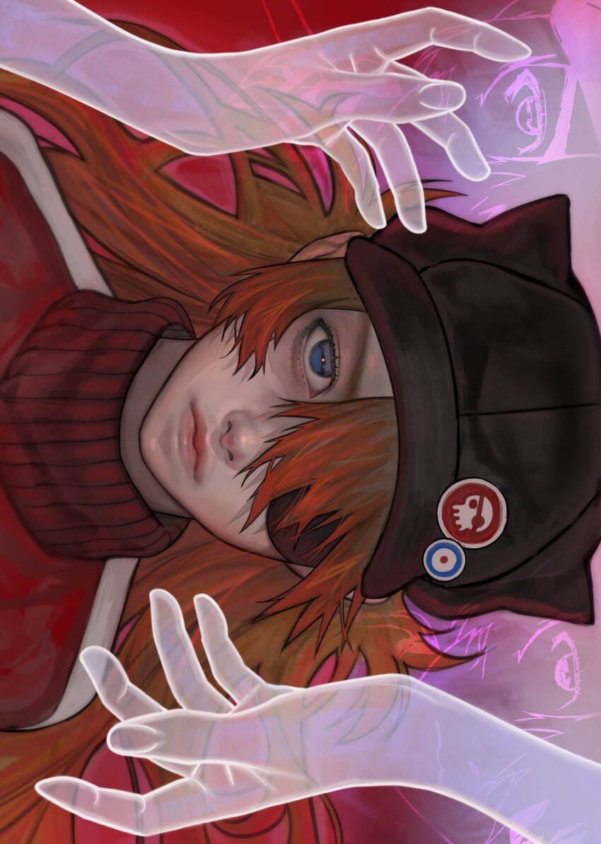 1girl, absurdres, animal_ear_headwear, black_hat, blue_eyes, commentary, fake_animal_ears, hat