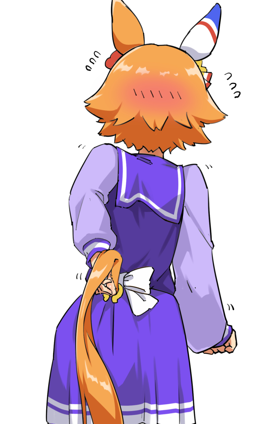 1girl, animal_ears, back, back_bow, bow, chinese_commentary, commentary_request, cowboy_shot