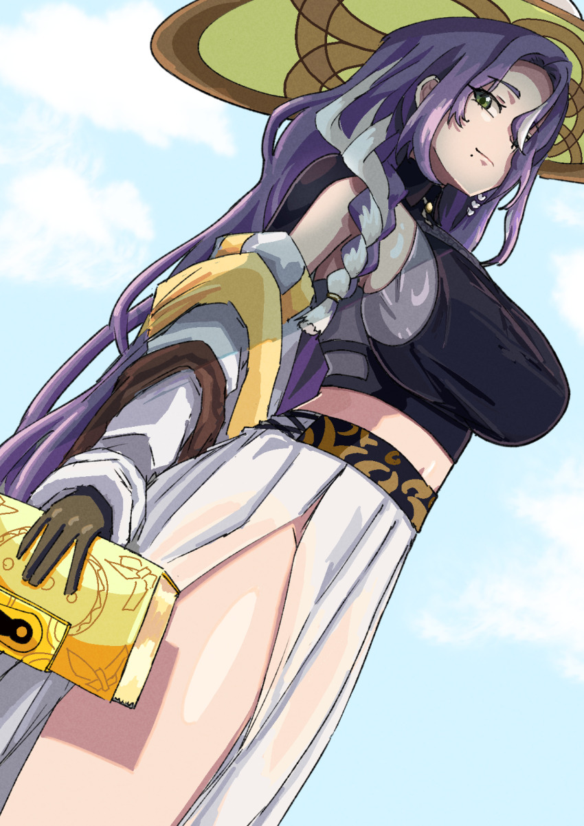 1girl, book, braid, breasts, chiyoi_(tiniyounoda), closed_mouth, clothing_cutout, commentary_request