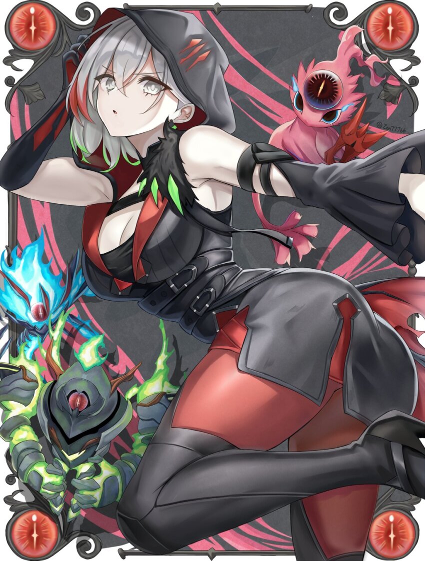 1girl, ass, bare_shoulders, breasts, cleavage, commentary_request, detached_sleeves, diabellstar_the_black_witch