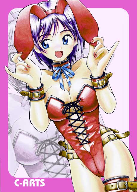 1girl, animal_ear_hairband, animal_ears, artist_name, bad_id, belt, blue_eyes, blue_ribbon