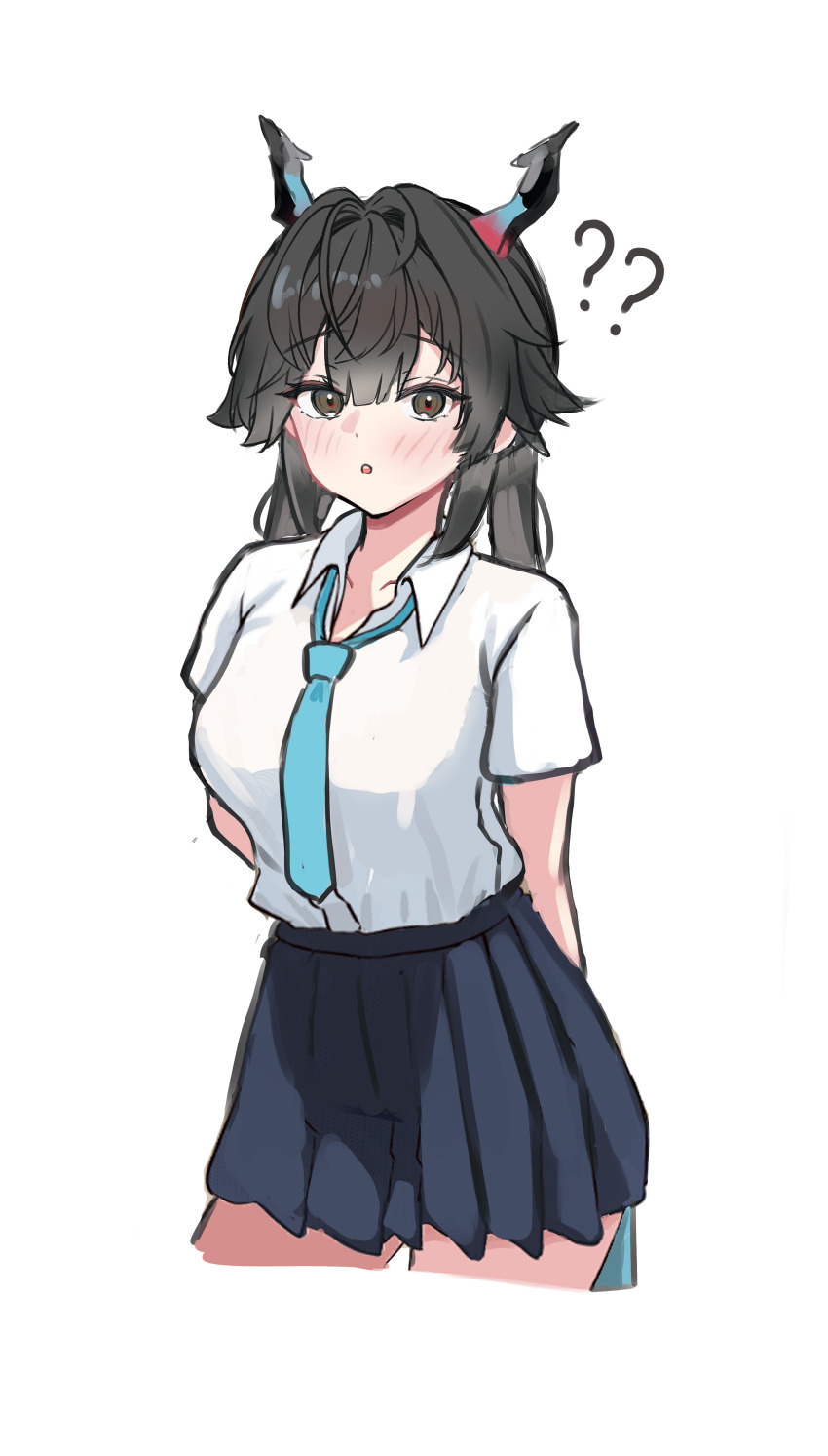 1girl, :o, ?, ??, absurdres, alternate_costume, arknights, arknights:_endfield