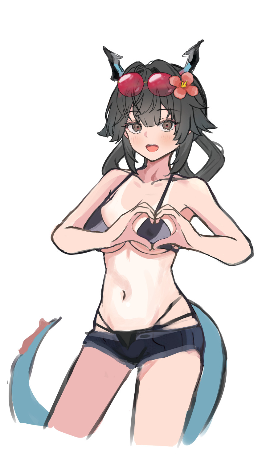 1girl, :d, absurdres, alternate_costume, arknights, arknights:_endfield, bikini, black_bikini