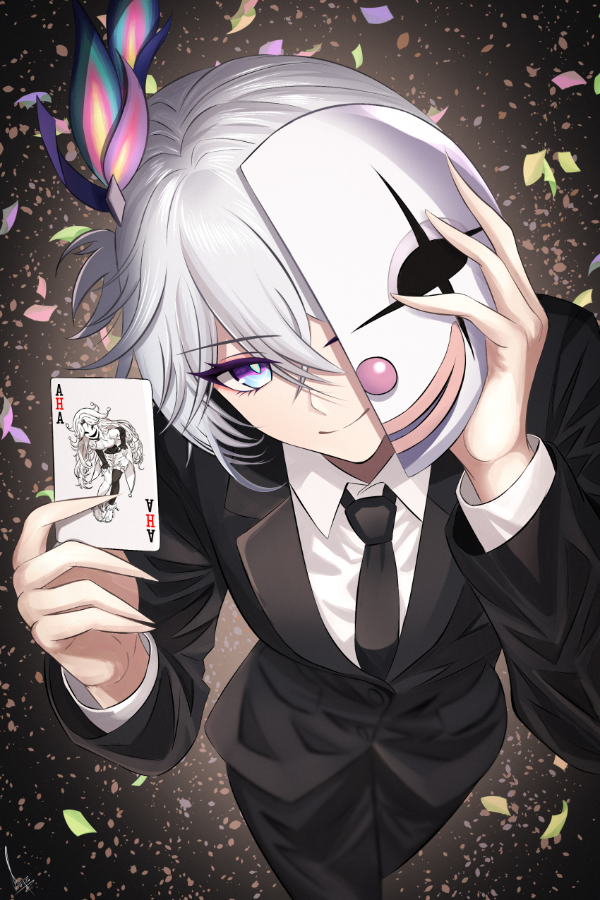 1girl, absurdres, abysssian, aha_(honkai:_star_rail), alternate_costume, black_necktie, black_pants, black_vest