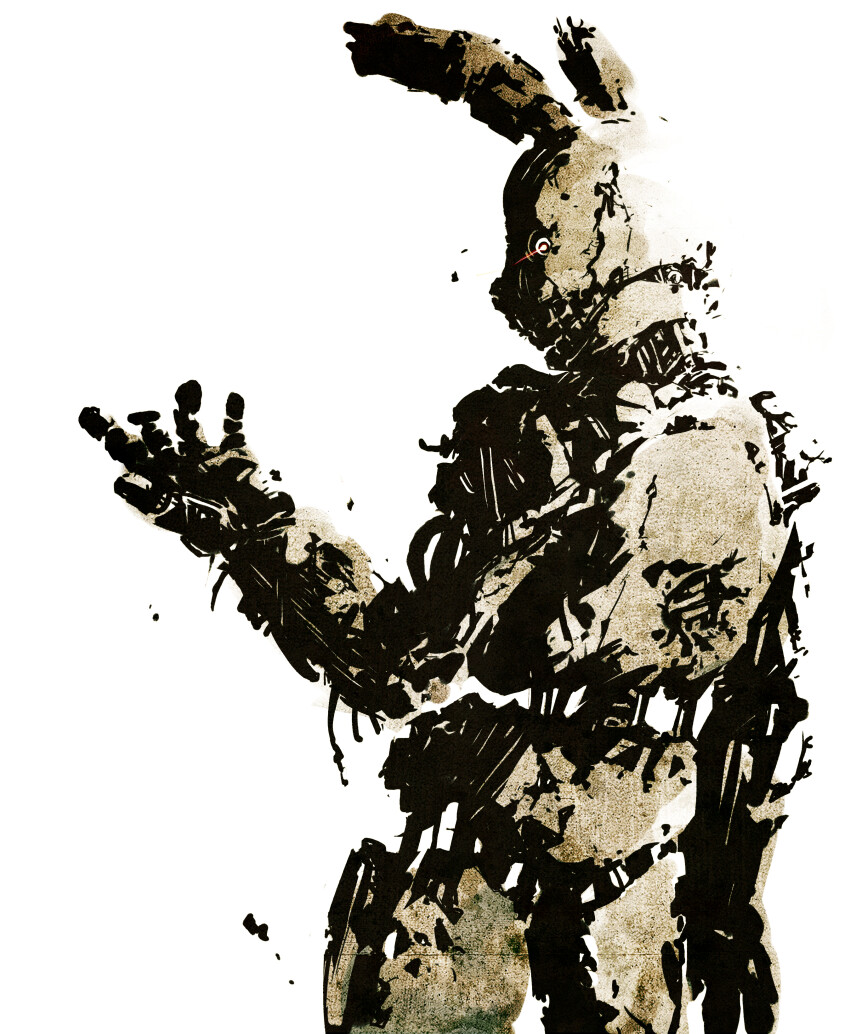 1boy, absurdres, animal_ears, commentary_request, cowboy_shot, damaged, five_nights_at_freddy's, five_nights_at_freddy's_3