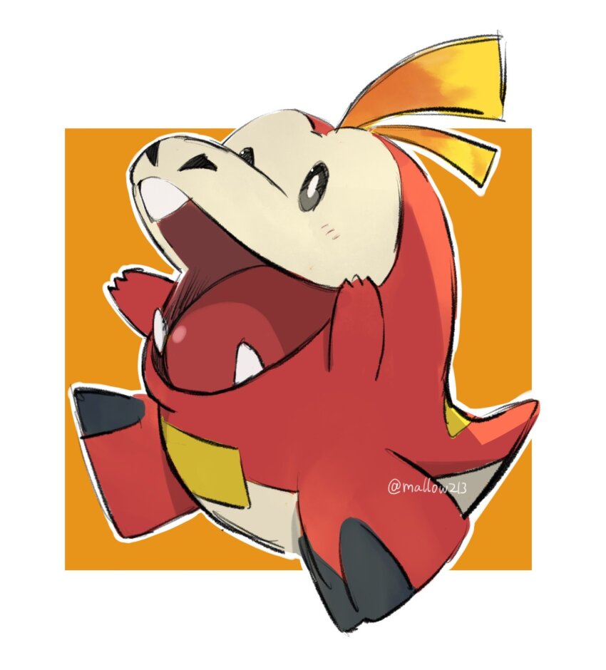 7luna, buck_teeth, commentary_request, creature, creature_focus, crocodile, crocodilian, fuecoco