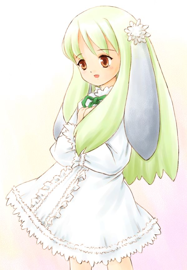 1girl, animal_ears, asiaaqua, bad_id, center_frills, cowboy_shot, dress, frills