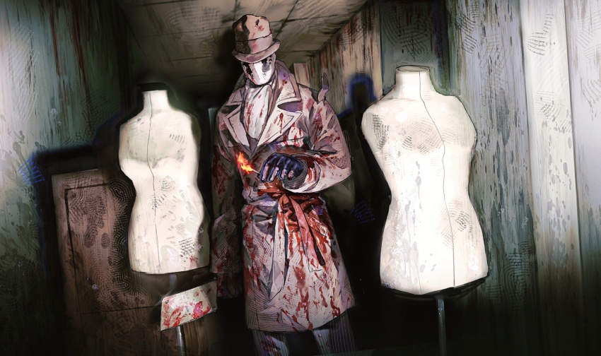 1boy, blood, blood_on_clothes, blood_on_wall, bloody_weapon, brown_coat, brown_hat, butcher