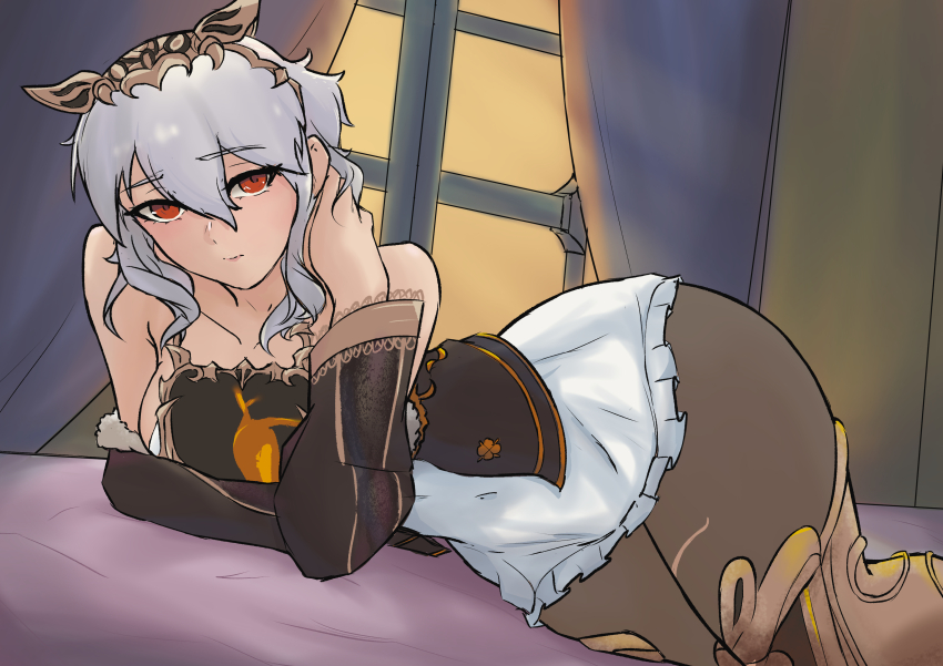 1girl, absurdres, black_pantyhose, closed_mouth, code_vein, code_vein_ii, commentary, curtains