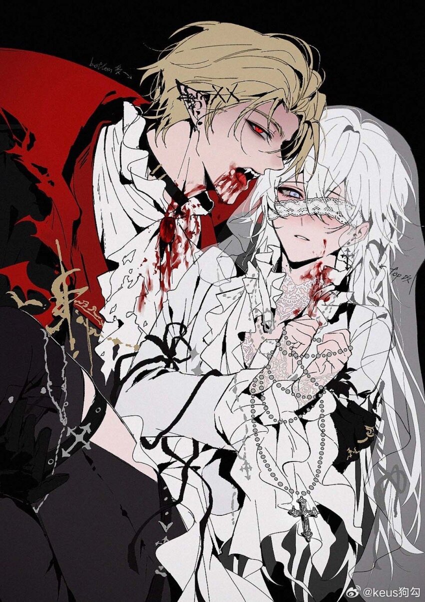 2boys, anouchka_cash, ascot, bead_necklace, beads, becoming_a_god_in_the_zerg_world_by_livestreaming_bl_novels, bite_mark, biting