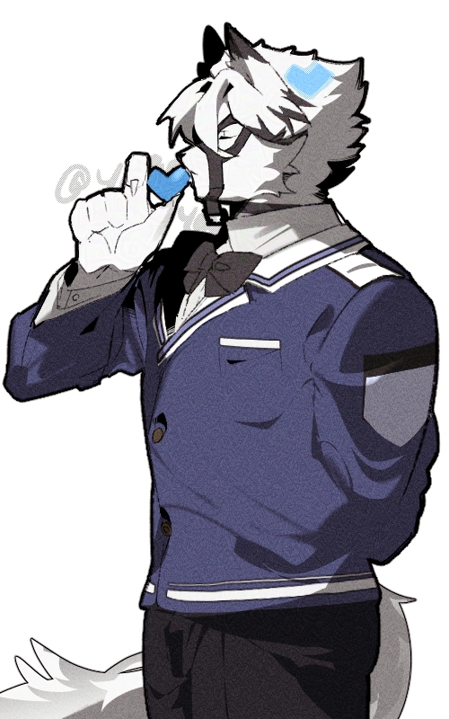 ai_manato, animal_ears, artist_name, black_bow, black_bowtie, blue_suit, bow, bowtie