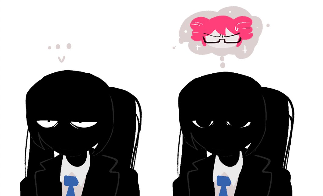 2girls, another_cup_(synthesizer_v), black_jacket, blue_necktie, bunnycat_(bunnycatevil), collared_shirt, constricted_pupils, dilated_pupils