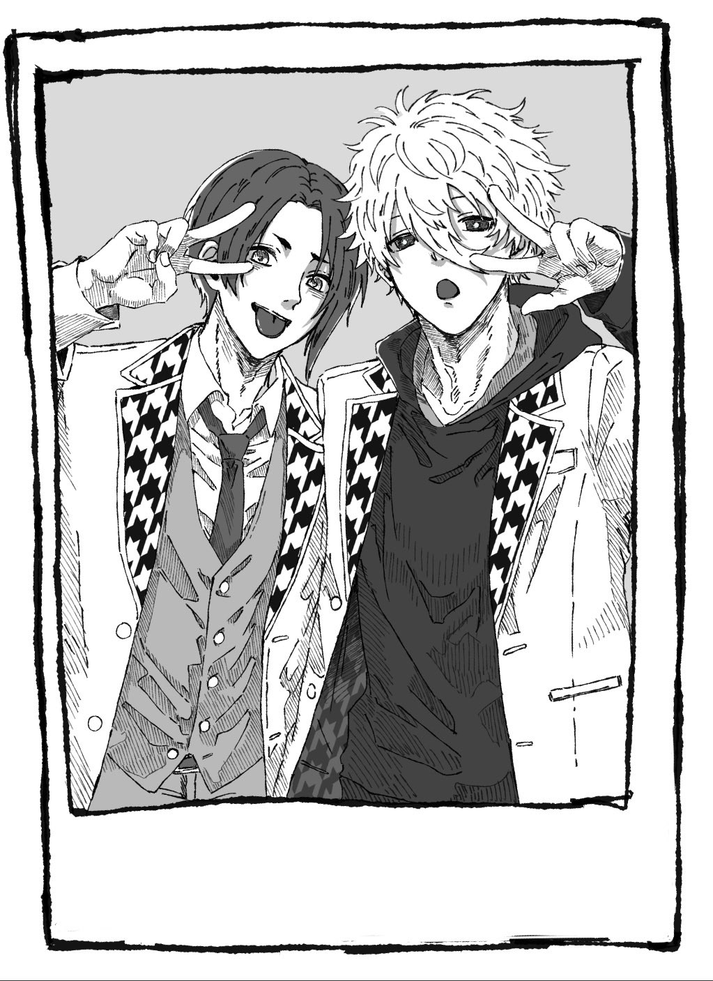 2boys, 3nbglrlo9, bad_tag, black_eyes, black_hoodie, blue_lock, buttons, collared_shirt