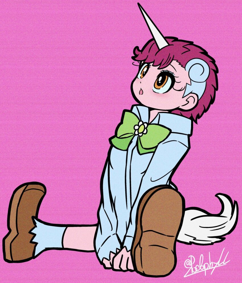 1girl, blue_hair, bow, bowtie, brown_eyes, full_body, hashtag-only_commentary, highres