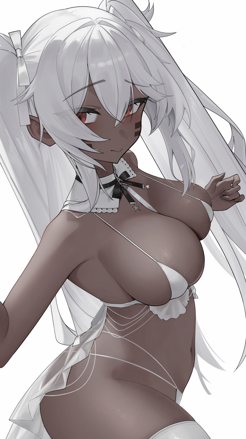 1girl, :>, absurdres, alabama_(azur_lane), alabama_(through_your_lens_my_everything)_(azur_lane), azur_lane, bra, breasts