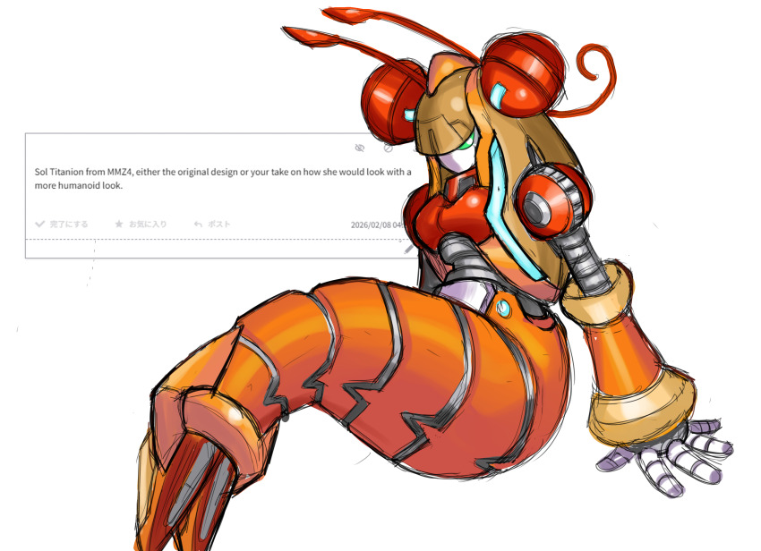 1girl, absurdres, android, antennae, armor, arthropod_girl, blonde_hair, breasts