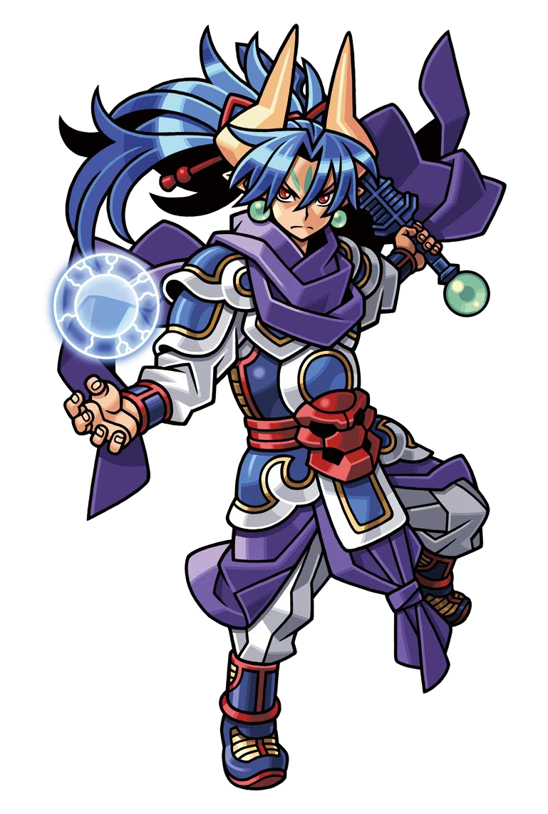 1boy, ankle_boots, armor, blue_armor, blue_hair, boots, closed_mouth, earrings