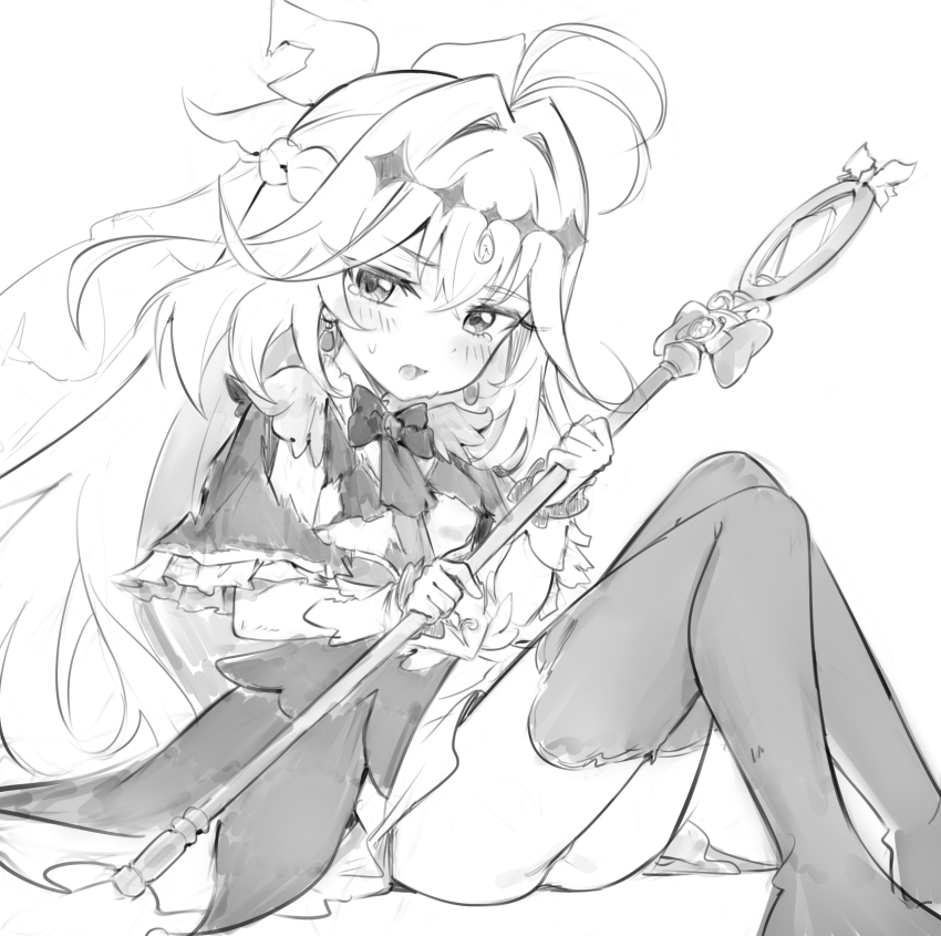 1girl, absurdres, blush, braid, brooch, capelet, commentary, cure_arcana_shadow