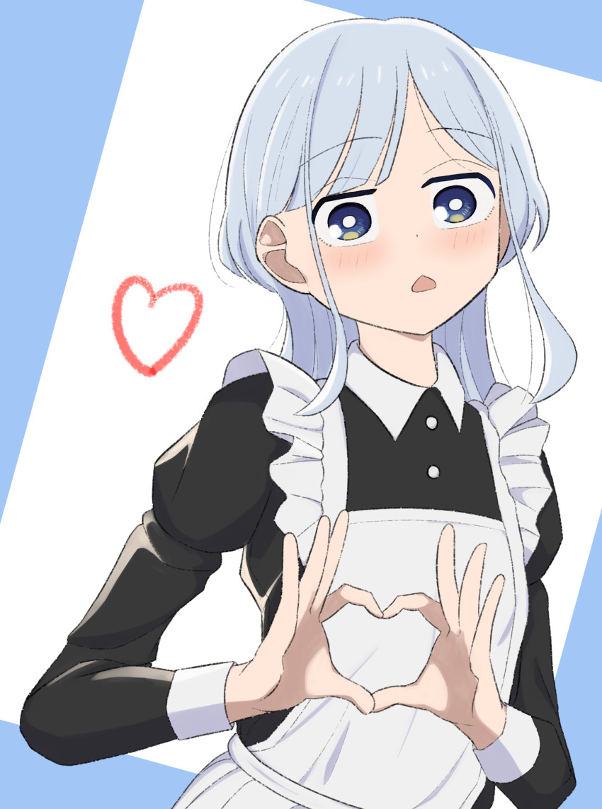 1girl, :o, absurdres, apron, ariita-san, black_dress, commentary_request, dress