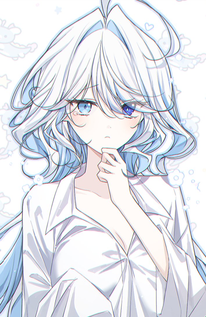 1girl, blue_eyes, blue_hair, blush, breasts, buttons, chibi, chibi_dragon