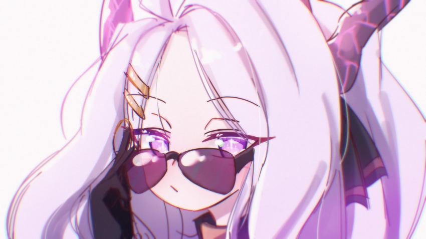 1girl, blue_archive, hina_(blue_archive), horns, long_hair, looking_at_viewer, looking_back, notkuriimu