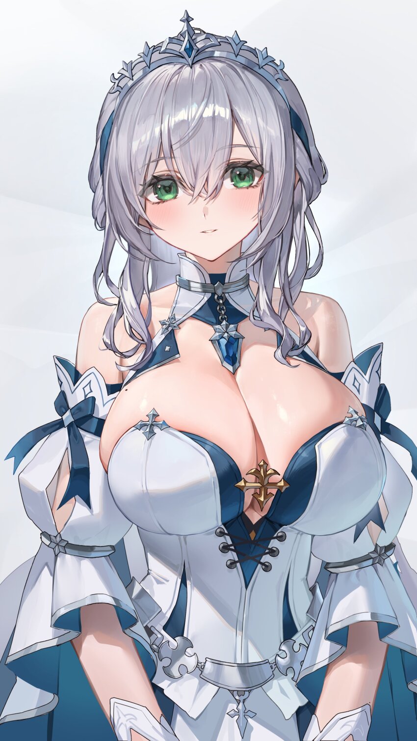 1girl, absurdres, breasts, cleavage, cleavage_cutout, clothing_cutout, commentary_request, cross-laced_clothes
