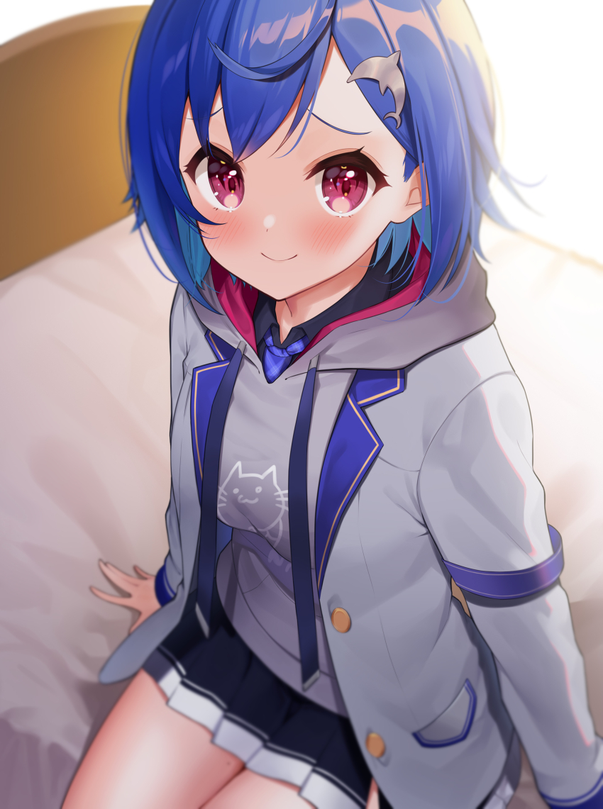 1girl, absurdres, animal_print, armband, asahi_yu0604, black_shirt, black_skirt, blazer