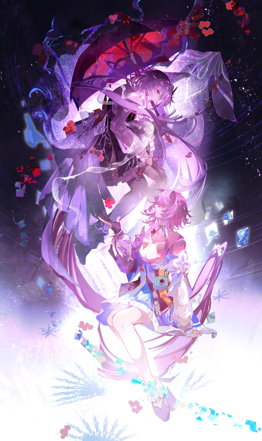 2girls, absurdres, black_boots, black_dress, black_gloves, boots, chinese_commentary, closed_mouth