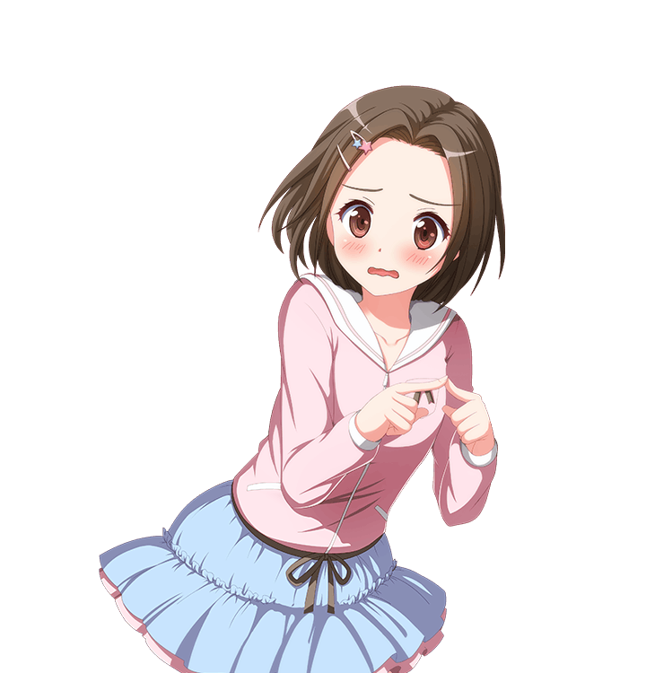 1girl, blue_skirt, blush, brown_eyes, brown_hair, hair_ornament, hairclip, harukaze_noa