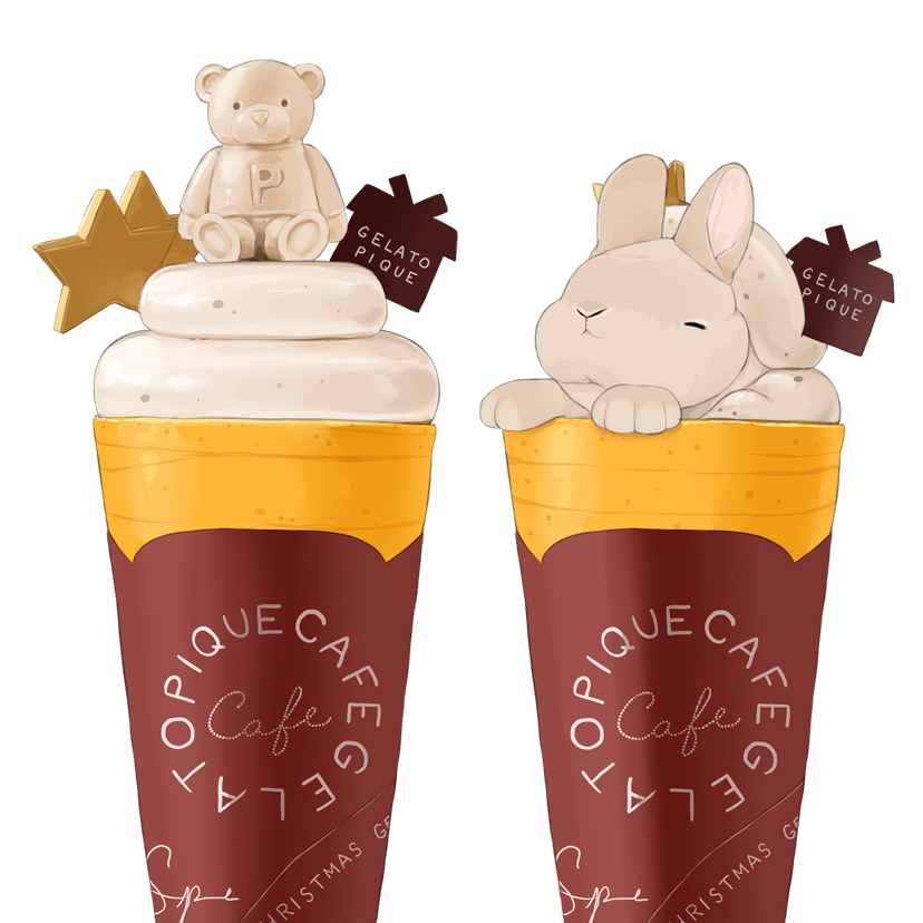 animal, closed_eyes, commentary_request, english_text, food, gelato, gelato_pique, ice_cream