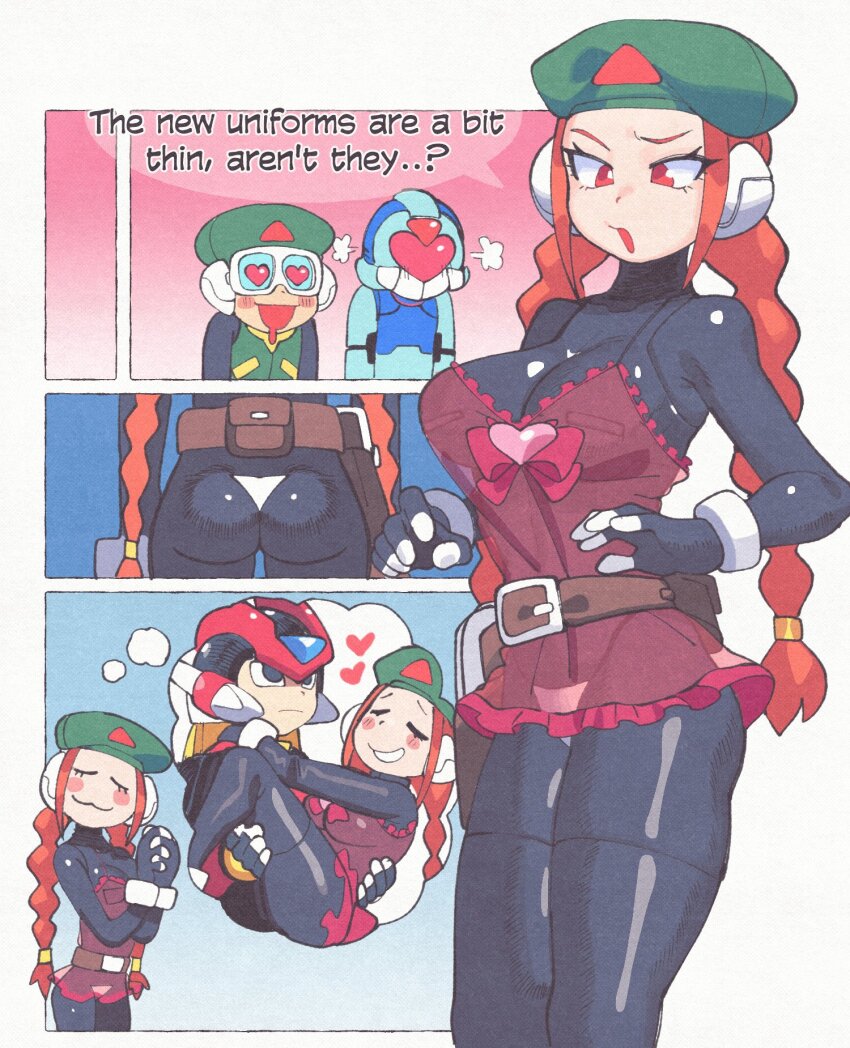 1girl, 1other, 2boys, alternate_costume, android, armor, ass, ass_focus