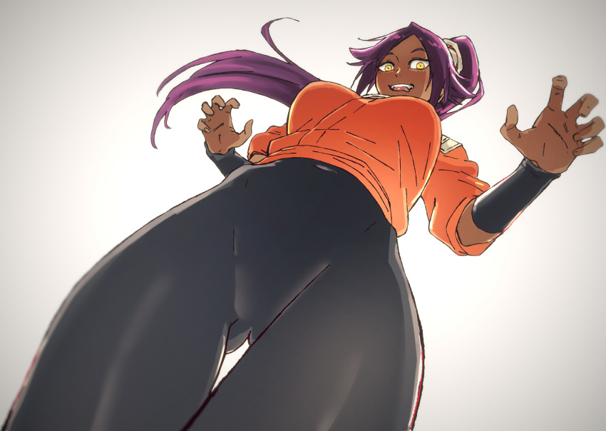 bleach, breasts, curvy, dark-skinned_female, dark_skin, from_below, giant, giantess