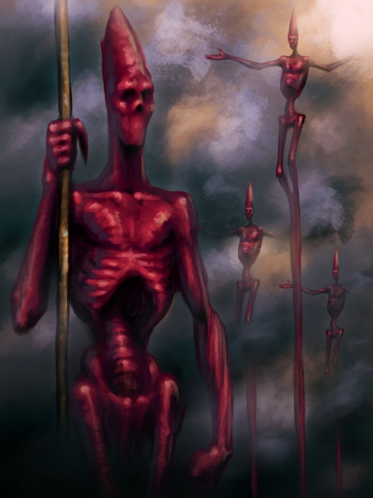 4others, ahmonza, colored_skin, commentary, cowboy_shot, emaciated, english_commentary, holding