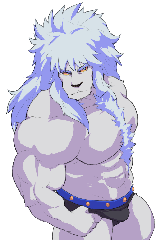 1boy, abs, baltes_(daikaijuu_monogatari), bara, bare_pectorals, biceps, black_male_underwear, bulge