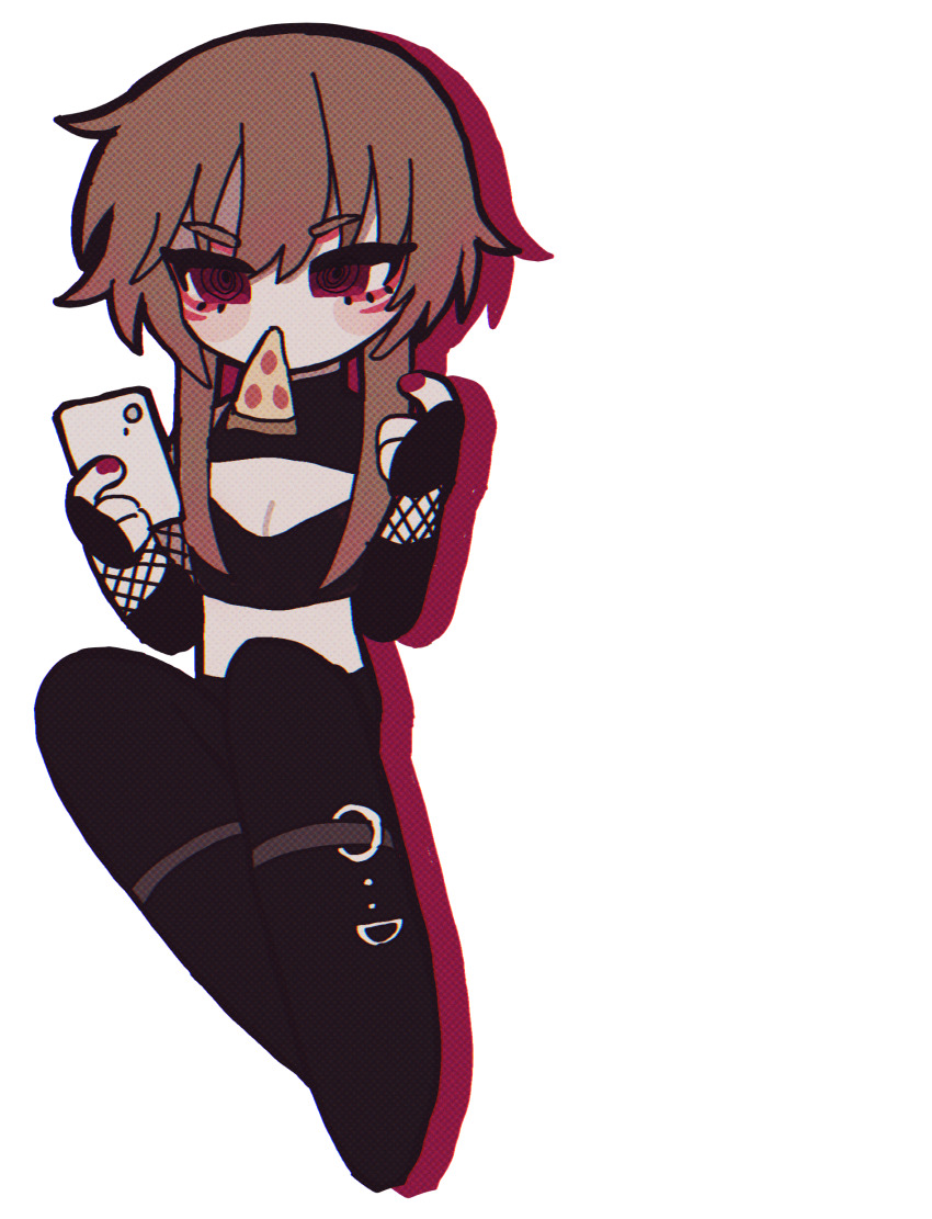 @_@, blush, eyelashes, facial_tattoo, mewgen, nail_polish, phone, talking_on_phone, tattoo, vampire, virtual_youtuber, watamepochi