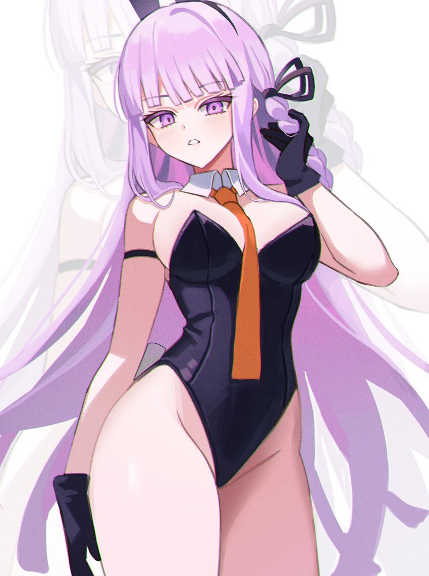 1girl, alternate_breast_size_(larger), animal_ear_hairband, animal_ears, black_gloves, breasts, danganronpa:_trigger_happy_havoc, danganronpa_(series)