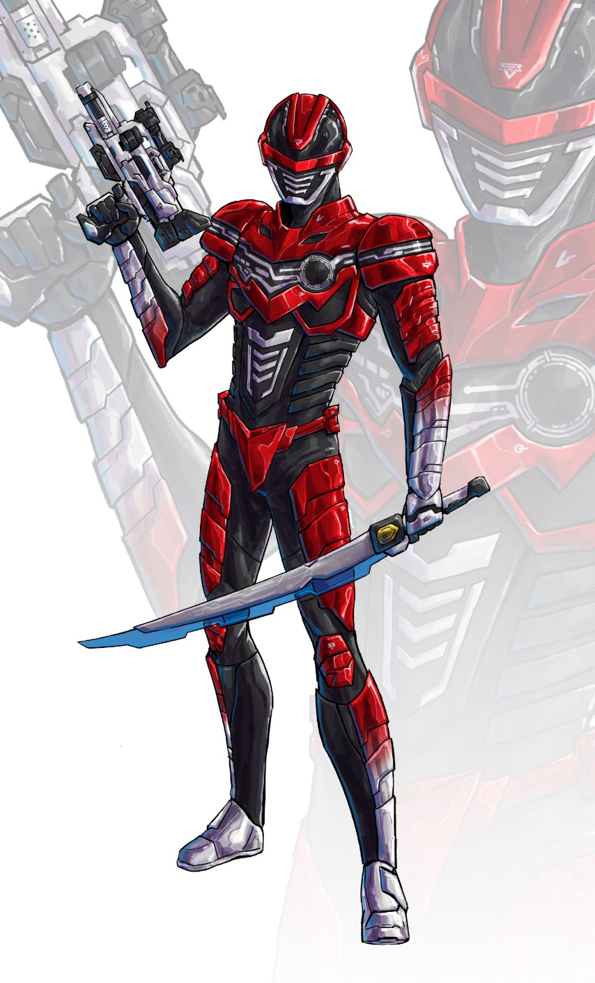 1boy, adi_(adivider), armor, armored_bodysuit, black_bodysuit, bodysuit, character_mask, chou_uchuu_keiji_gavan_infinity