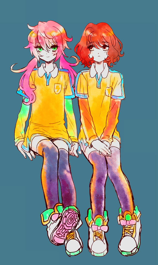 2boys, brown_eyes, brown_hair, green_eyes, inazuma_eleven, inazuma_eleven_(series), inazuma_eleven_go, kirino_ranmaru