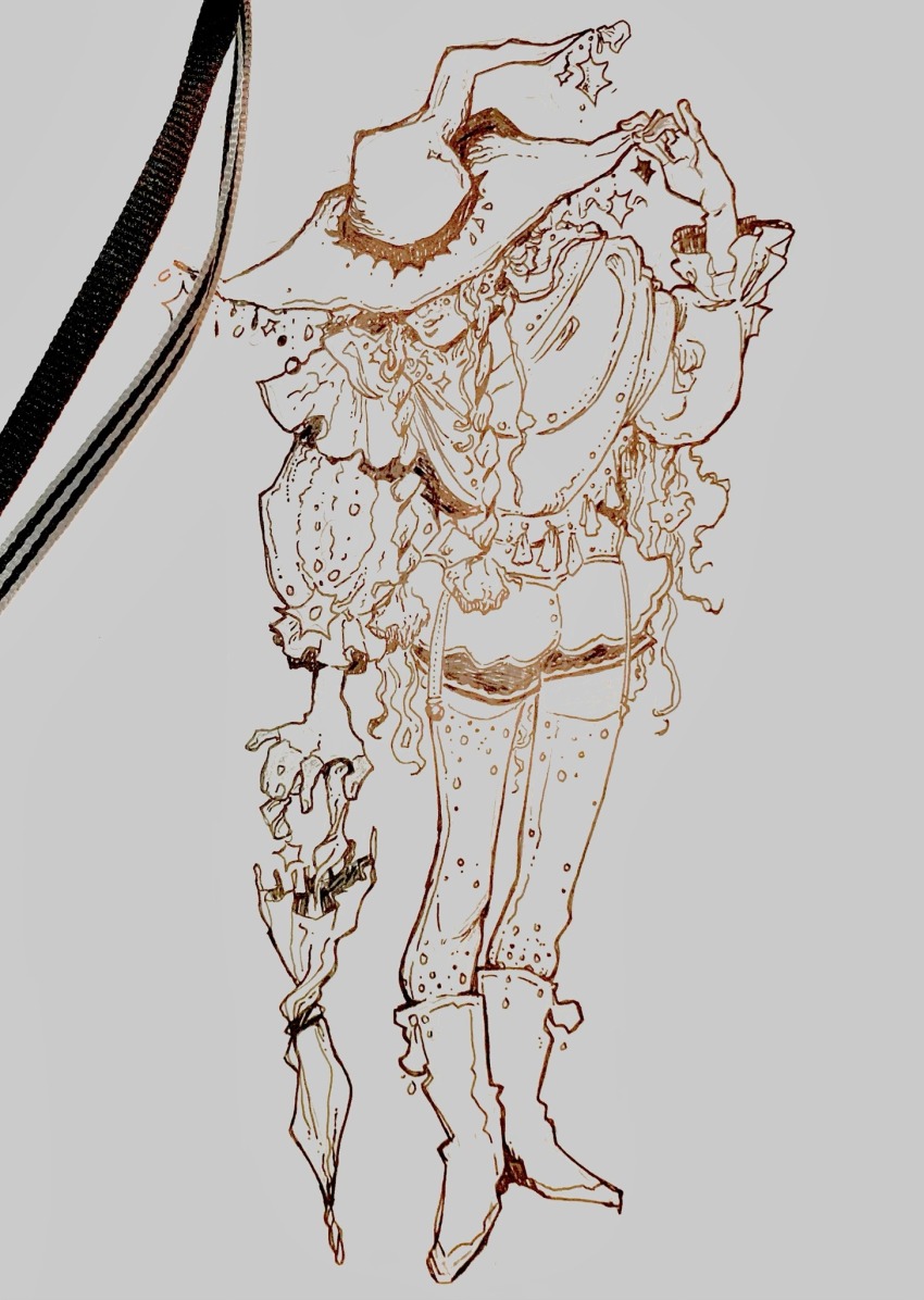 1boy, androgynous, braid, design_speculation, fantasy, hat, highres, holding