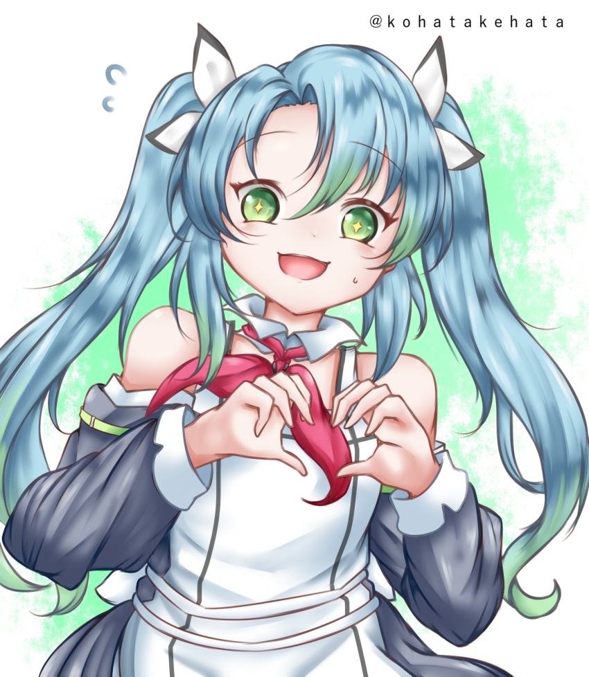 1girl, artist_name, azur_lane, blue_hair, bow, commentary_request, flying_sweatdrops, gradient_hair