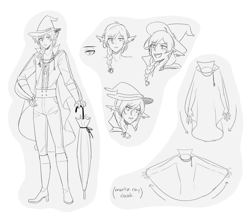 1boy, androgynous, blush, commentary, design_speculation, elf, fantasy, hat