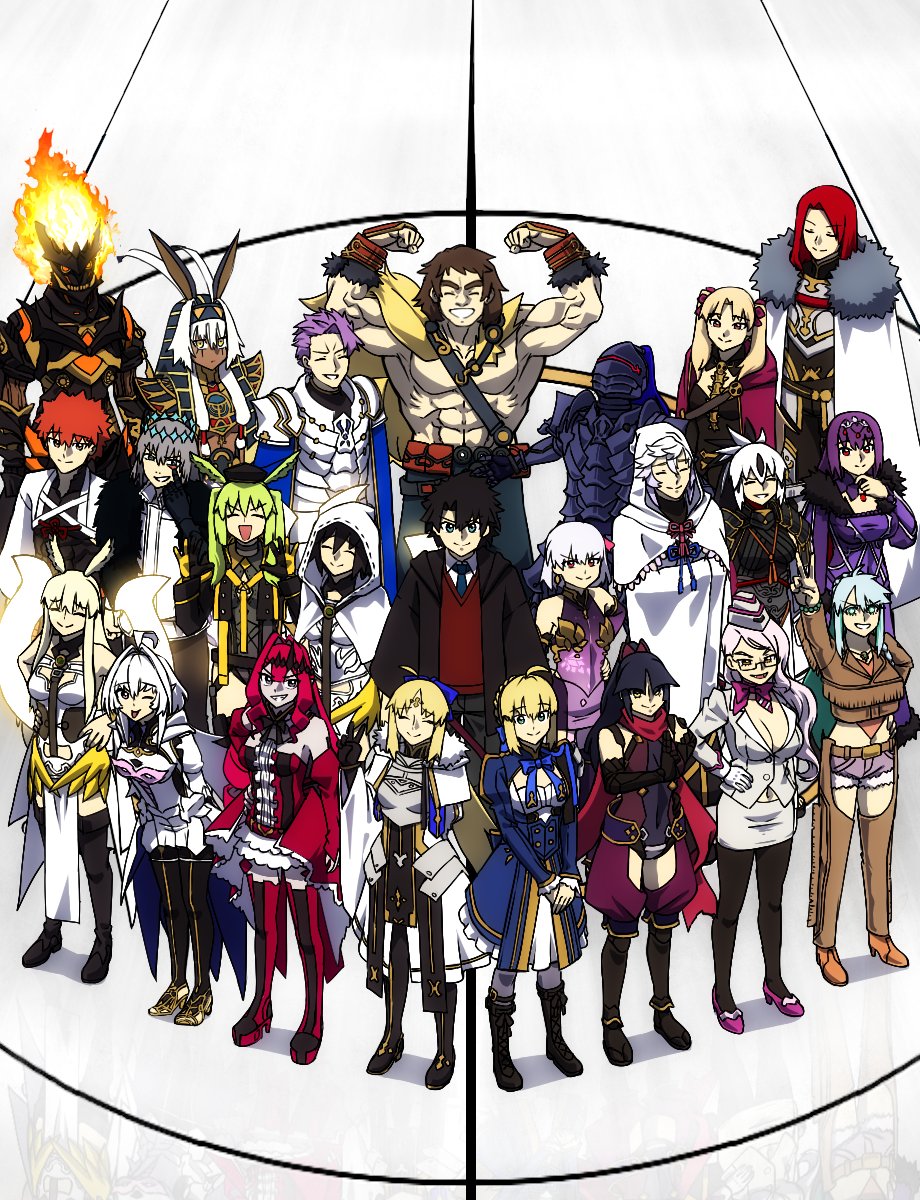 6+boys, 6+girls, abs, ahoge, armor, artoria_caster_(fate), artoria_caster_(third_ascension)_(fate), artoria_pendragon_(fate)