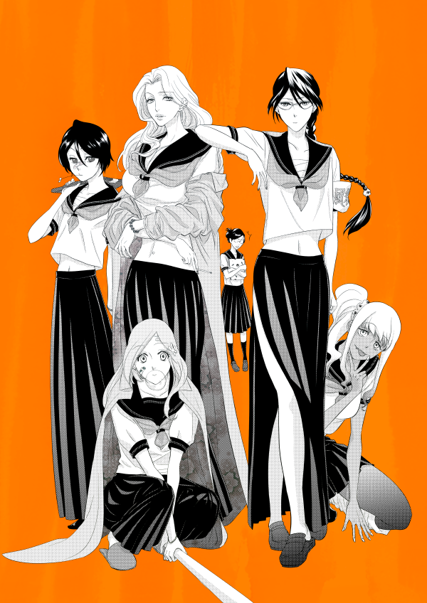 6+girls, armband, bandaid, bandaid_on_cheek, bandaid_on_face, bandaid_on_nose, bleach, bleach:_epilogue