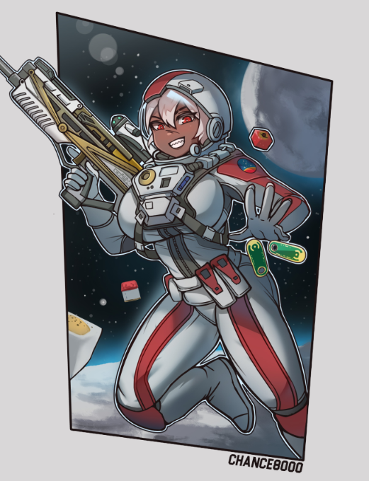 1girl, astronaut, breasts, bria_(chance8000), chance8000, commentary, dark-skinned_female, dark_skin