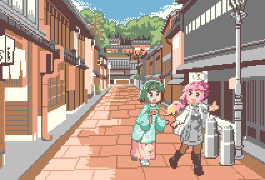 2girls, :d, anyoji_hime, anyoji_hime_(winter_casual), black_boots, blue_eyes, bob_cut, boots