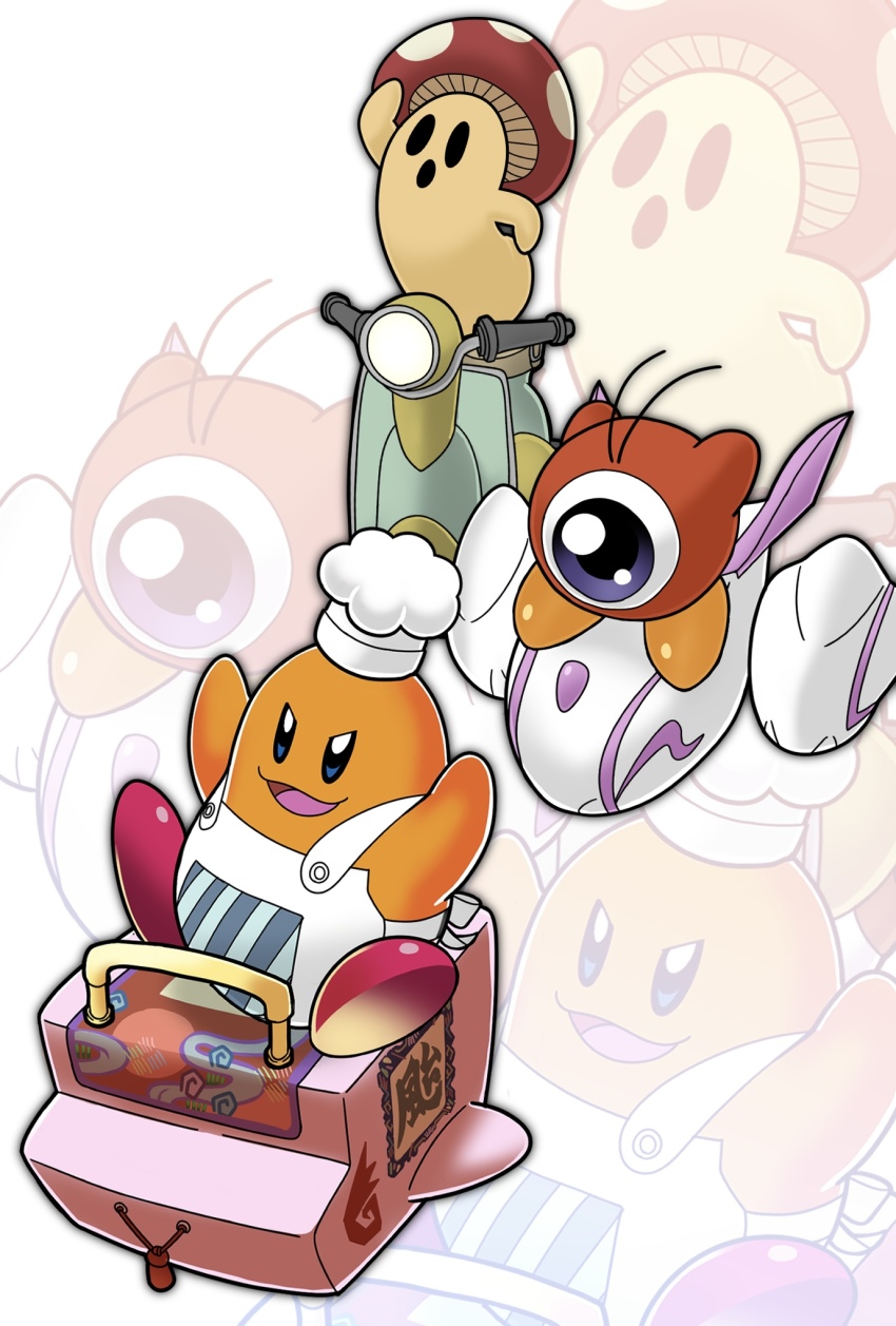 apron, cappy_(kirby), chef_hat, chef_kawasaki, colored_skin, commentary_request, hat, highres